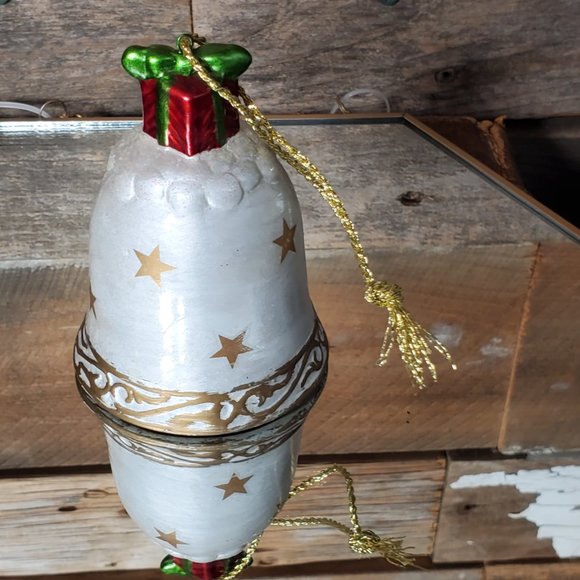 Handpainted Clay Christmas Bell Ornament - Winter Scene - Picture 4 of 6